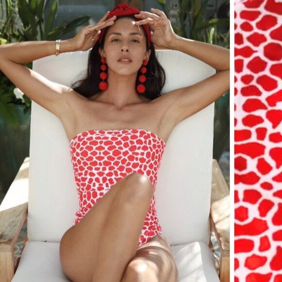 NEW Alexandra Miro Whitney Structured One Piece Swimsuit Red Giraffe Beach Pool - Picture 1 of 10